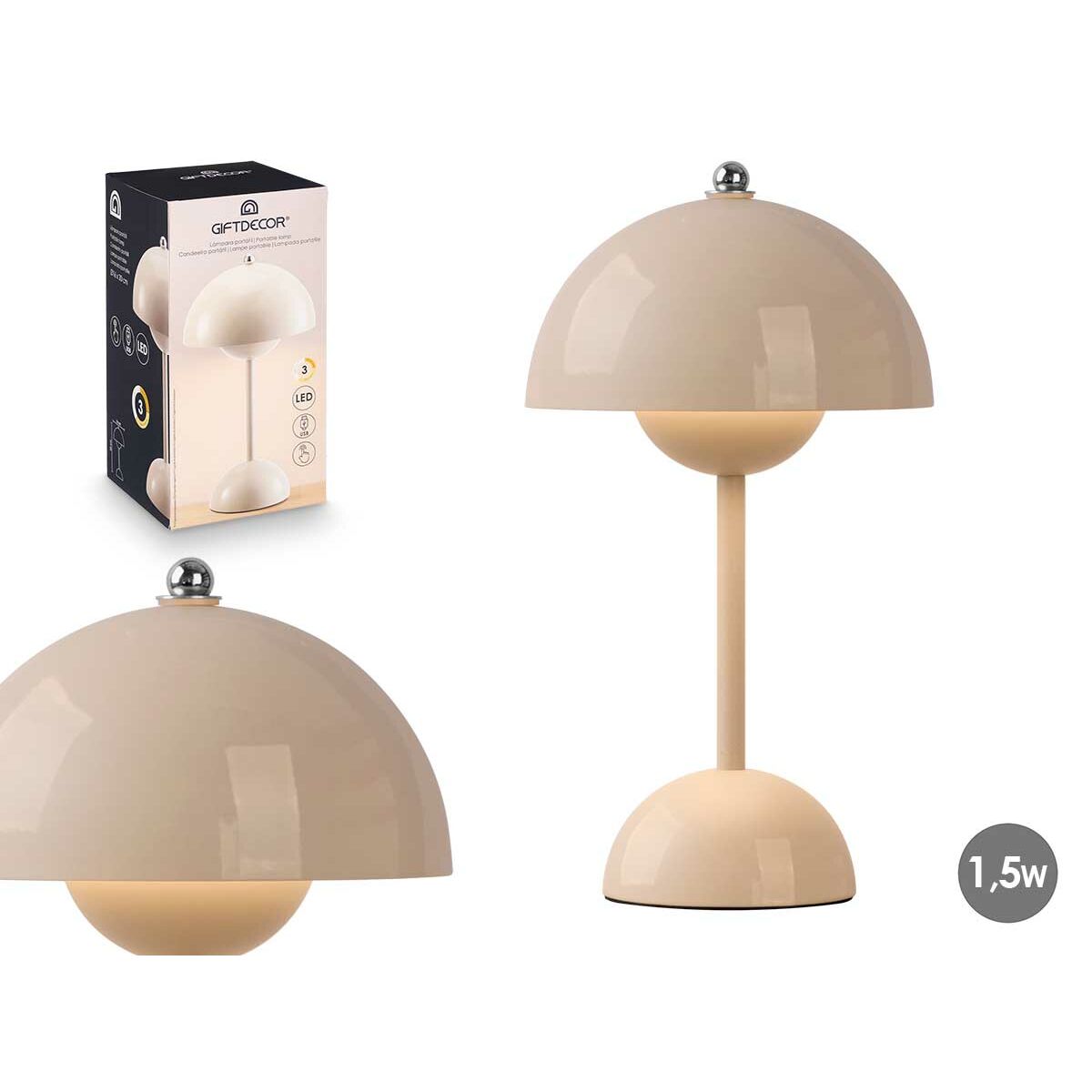 Lámpara de mesa Gift Decor Beige 1,5 W Seta (4 Unidades)