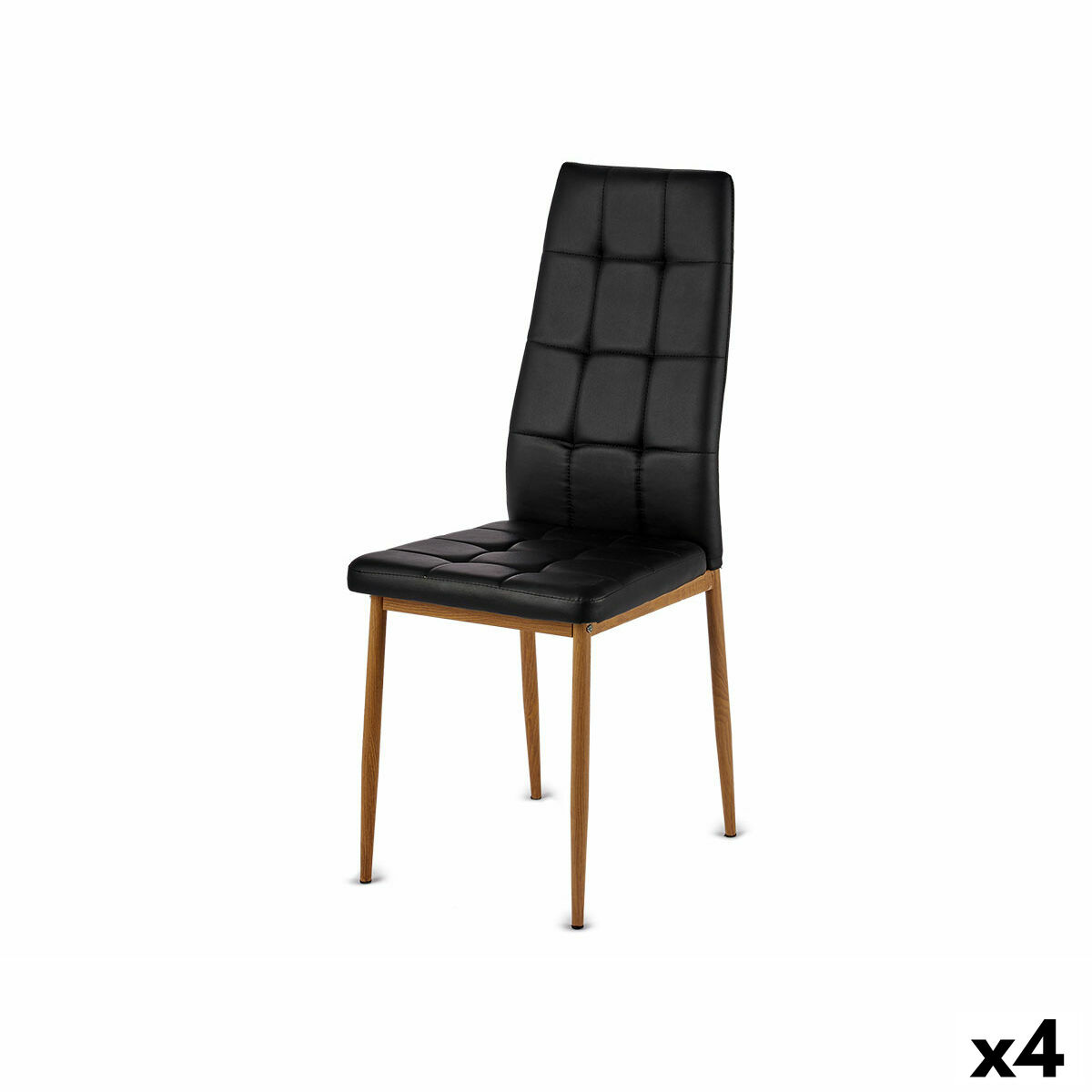 Silla de Comedor Gift Decor Negro Madera Poliuretano Hierro 42 x 51 x 97 cm (4 Unidades)