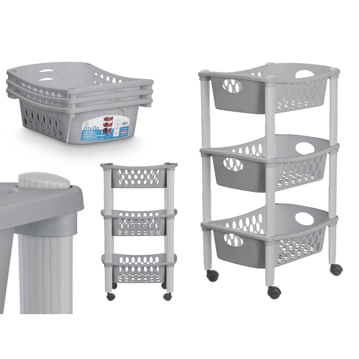Carrito Verdulero Stefanplast Gris Plástico 40 x 29,5 x 68,5 cm (6 Unidades)