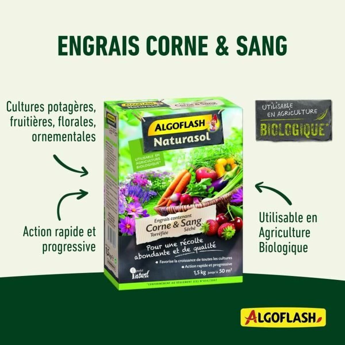 Fertilizante para plantas Algoflash 1,5 Kg