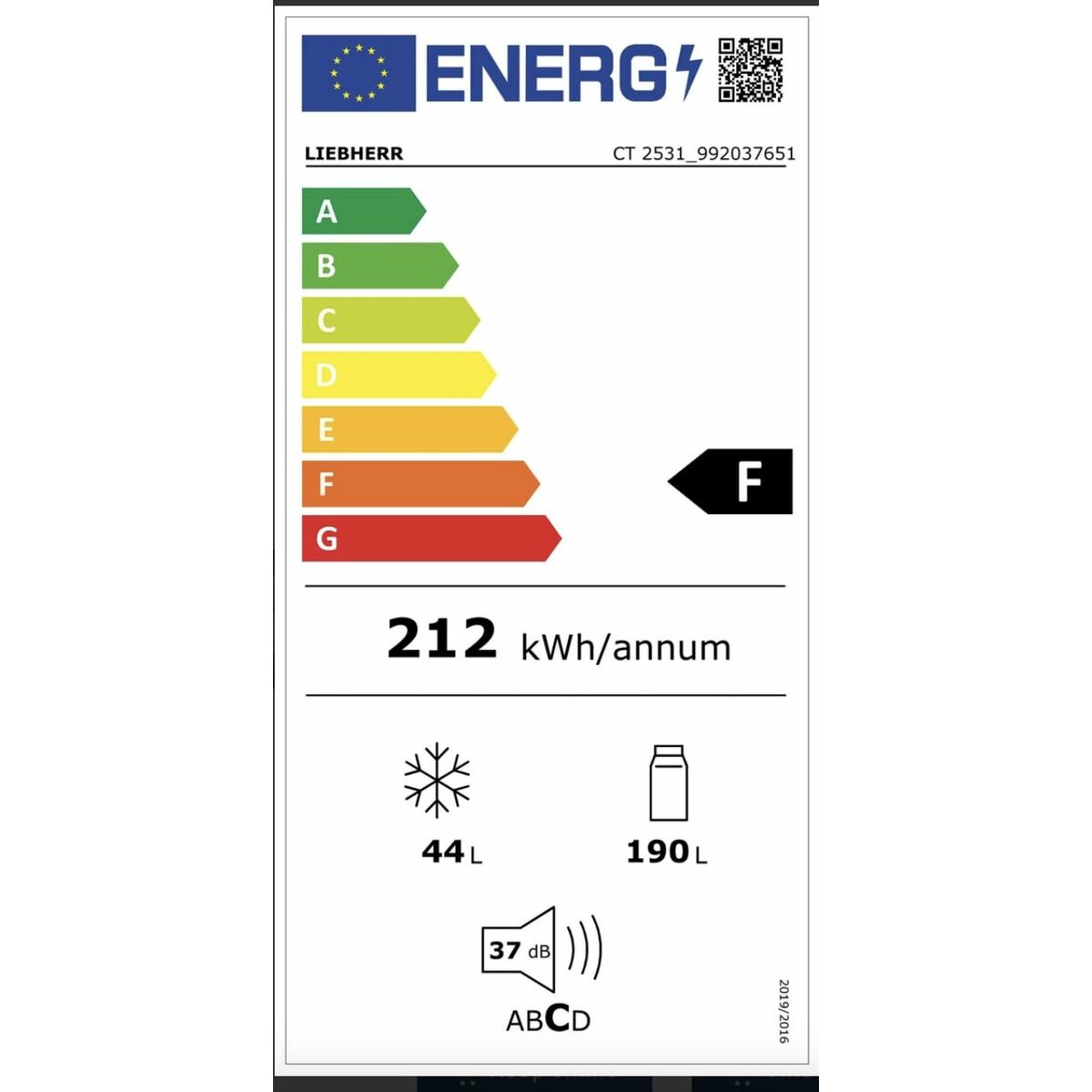 Frigorífico combinado Liebherr CTE2531     141 Blanco 190 L