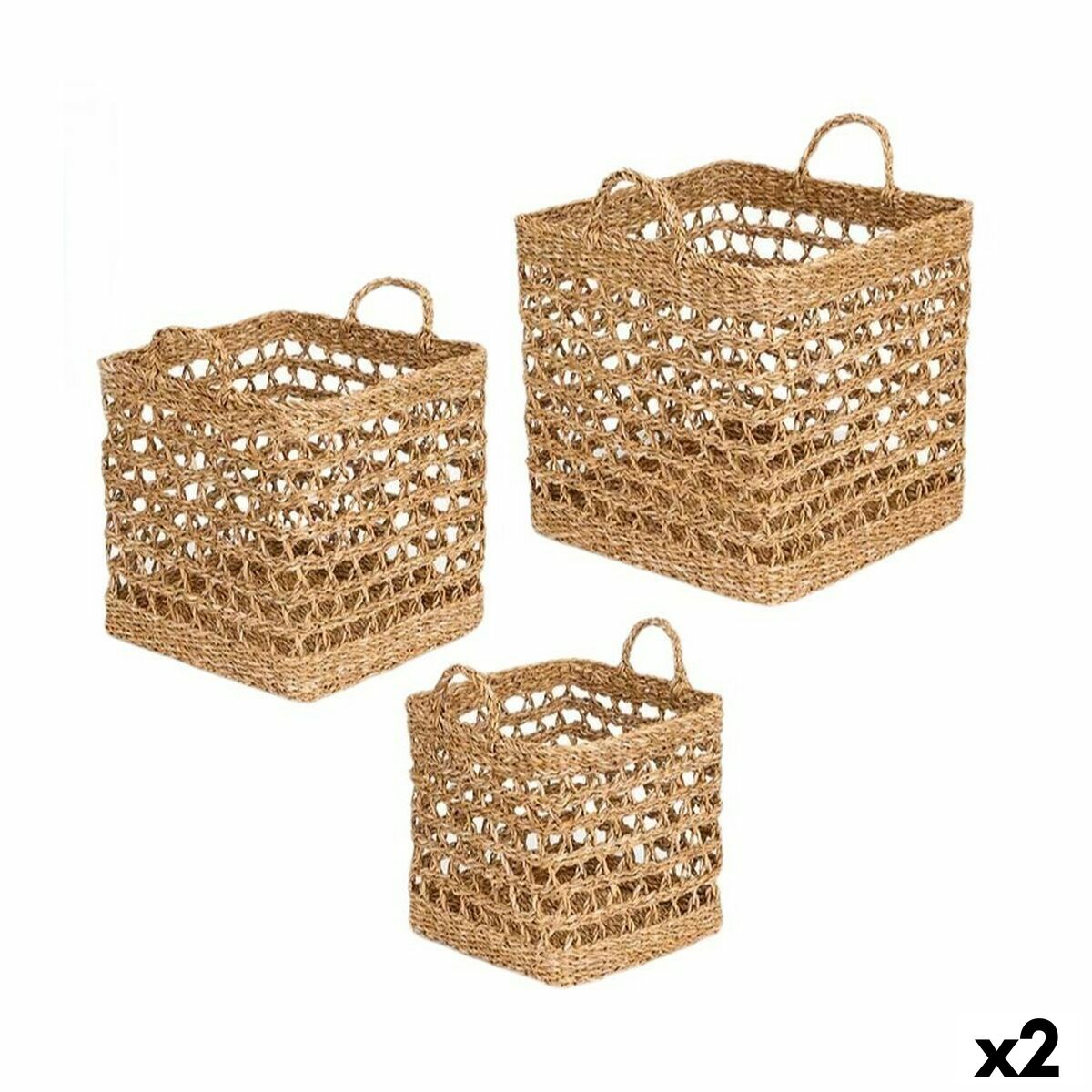 Juego de Cestos Gift Decor Marrón Algas marinas 2 Piezas (2 Unidades)