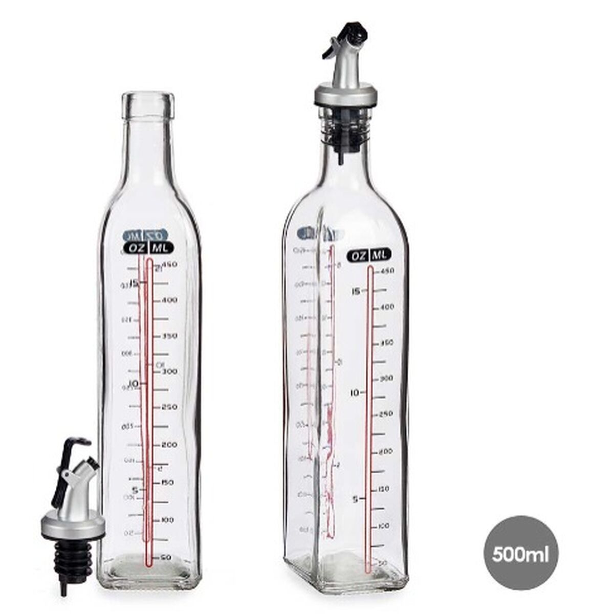 Aceitera Vivalto Transparente Vidrio Silicona Polipropileno 500 ml (12 Unidades)