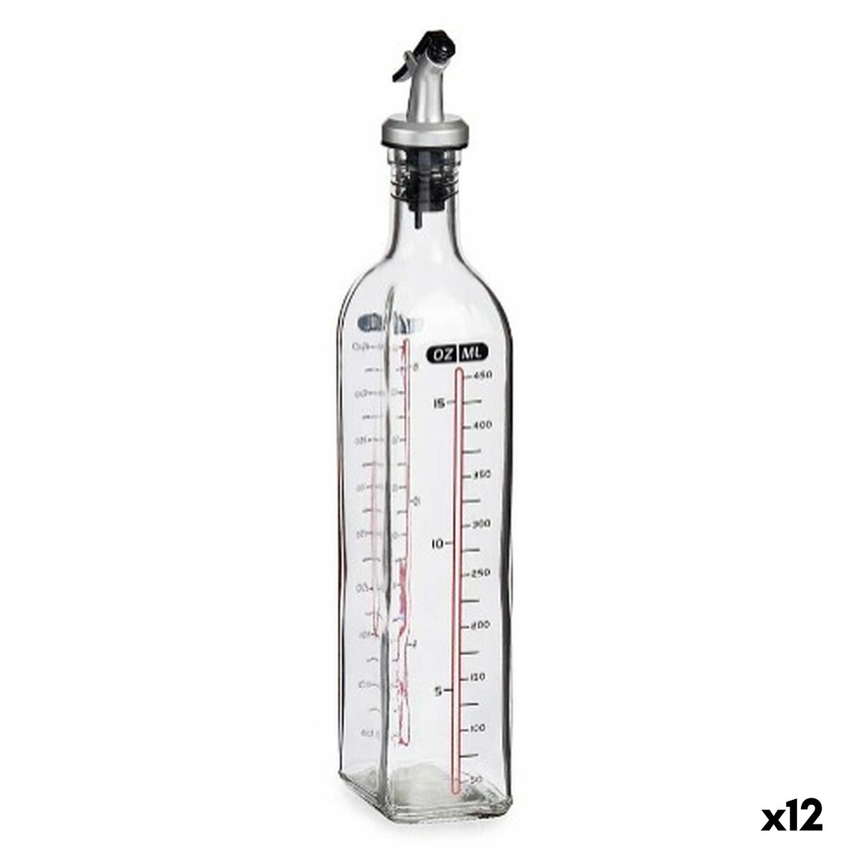 Aceitera Vivalto Transparente Vidrio Silicona Polipropileno 500 ml (12 Unidades)