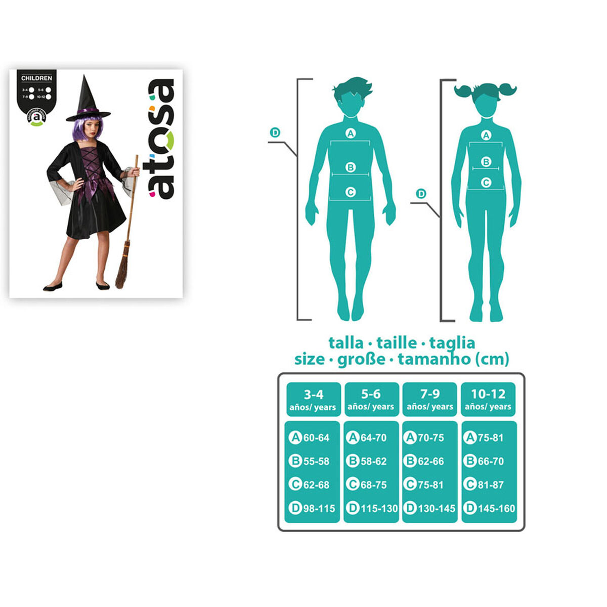 Disfraz para Niños Morado Bruja Halloween