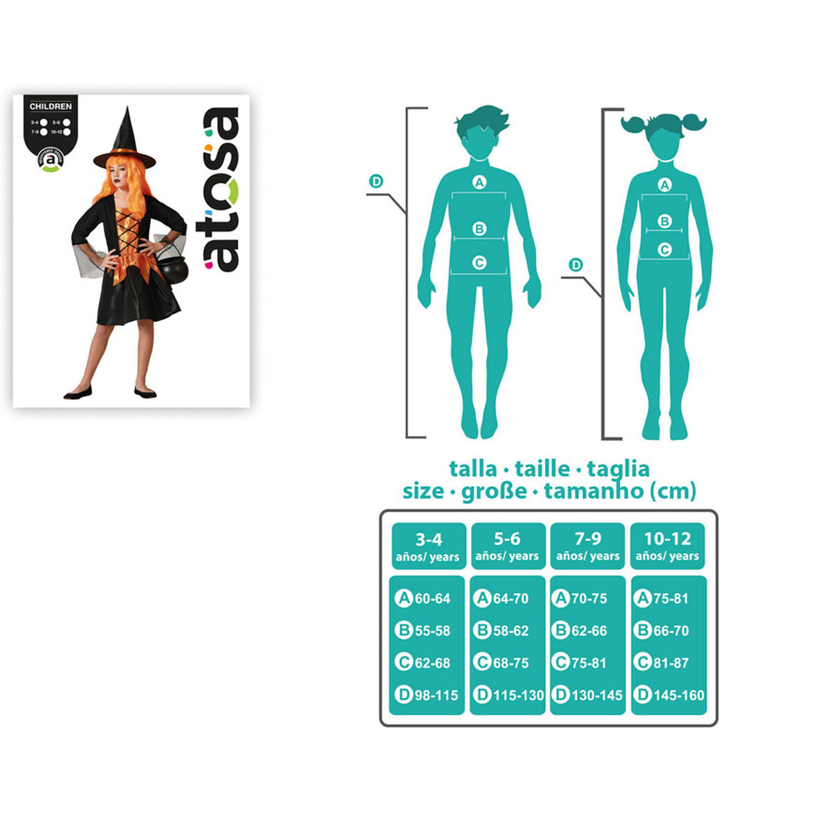 Disfraz para Niños Naranja Bruja Halloween