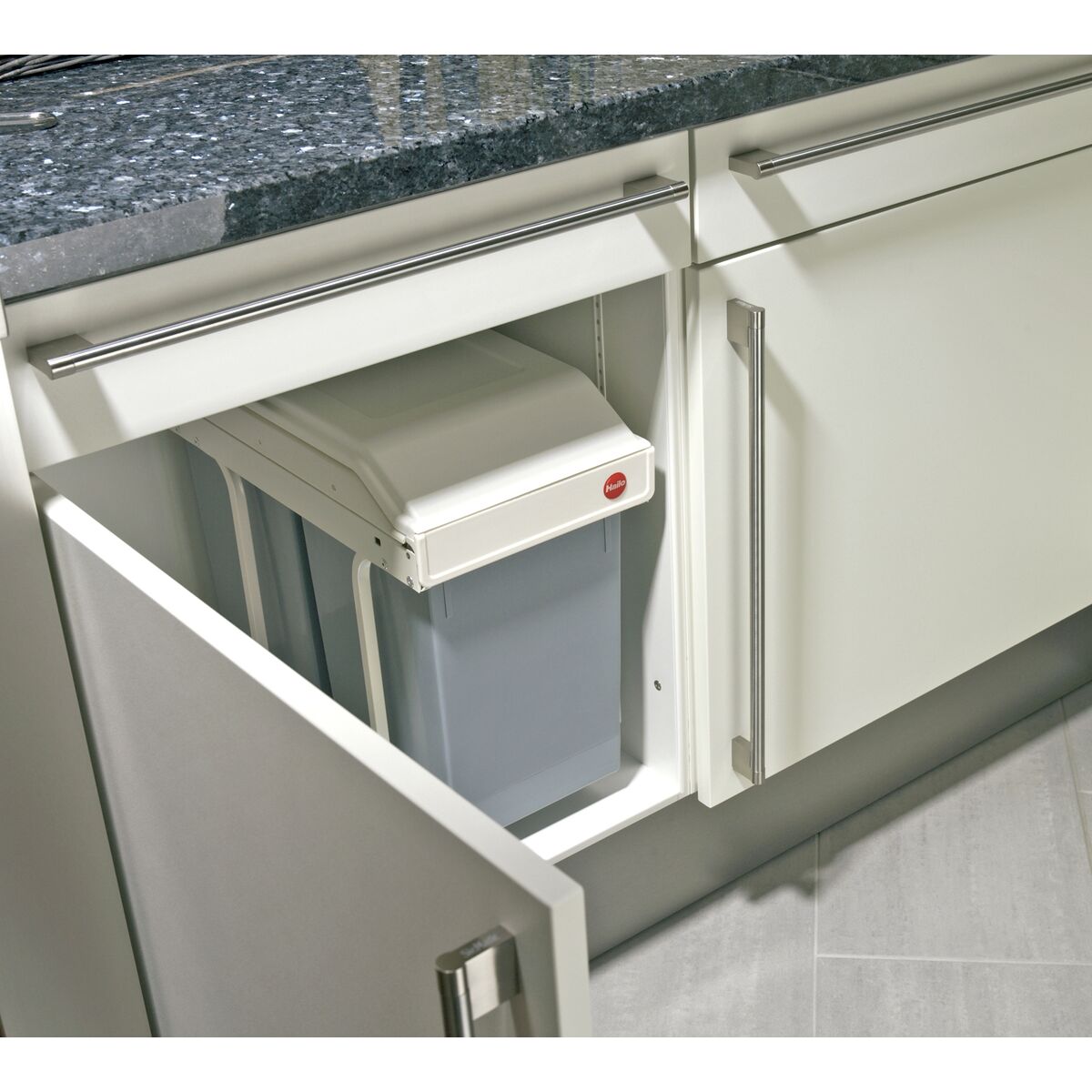 Cubo de basura Hailo Multi-Box duo L Blanco Gris Crema Acero Plástico 2 cajones 14 L Integrable (2 Unidades)