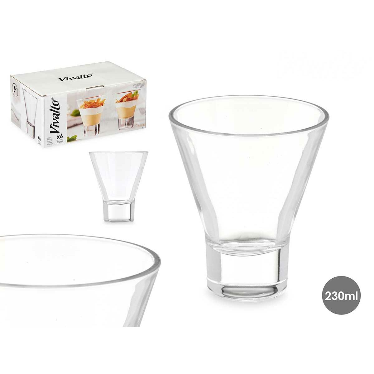 Vaso Vivalto Transparente Vidrio 230 ml (6 Unidades)