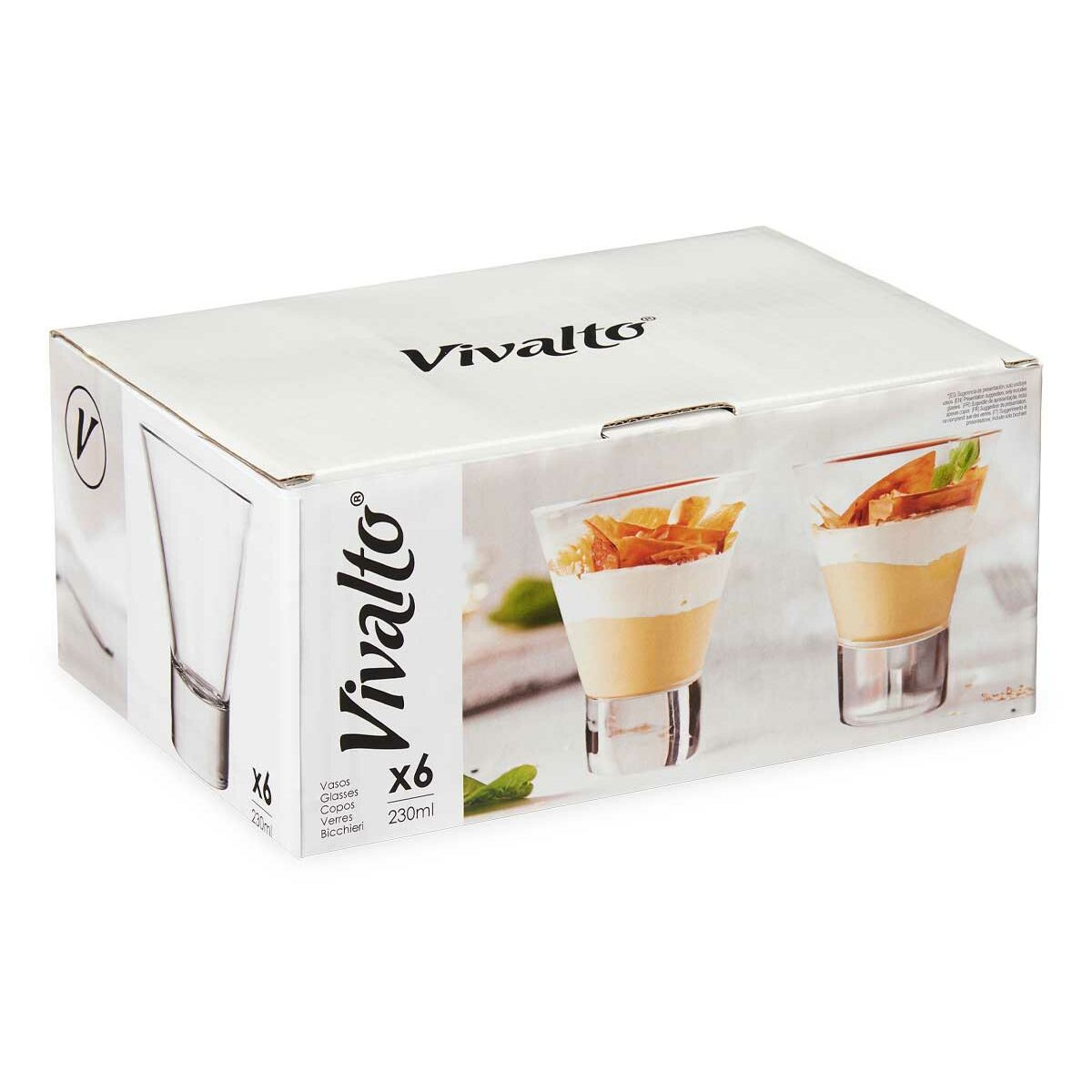 Vaso Vivalto Transparente Vidrio 230 ml (6 Unidades)
