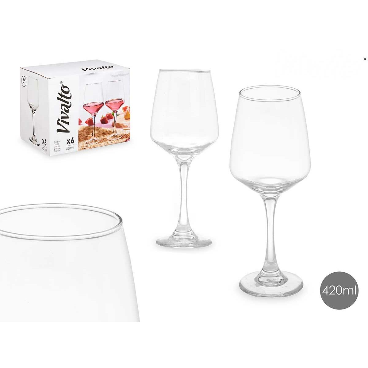 Copa de vino Vivalto Transparente Vidrio 420 ml (6 Unidades)