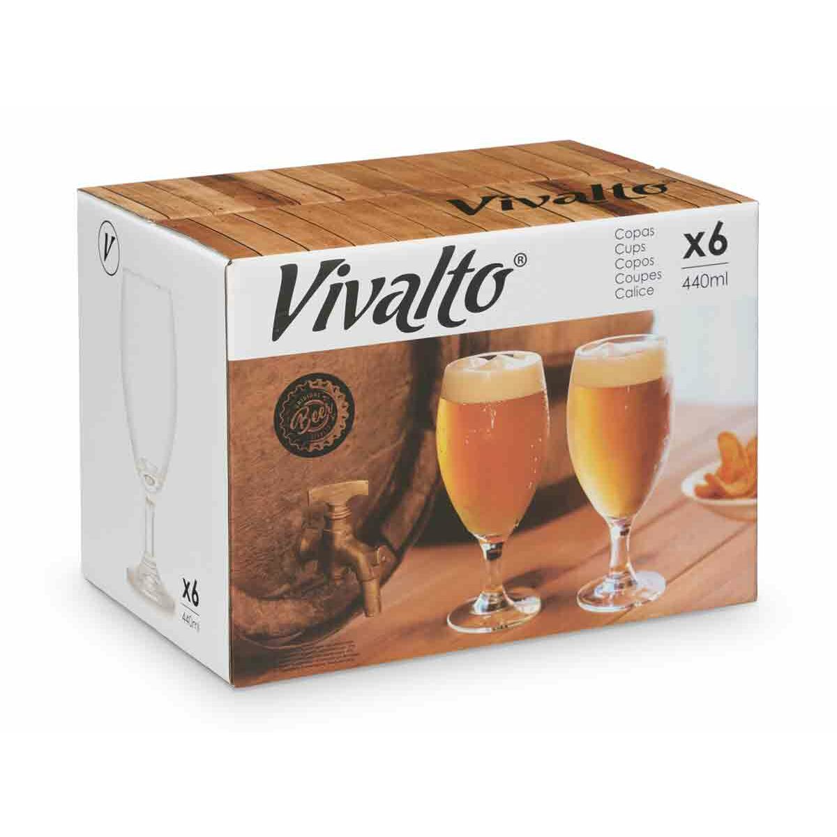 Copa Vivalto Transparente Vidrio 440 ml Cerveza (6 Unidades)