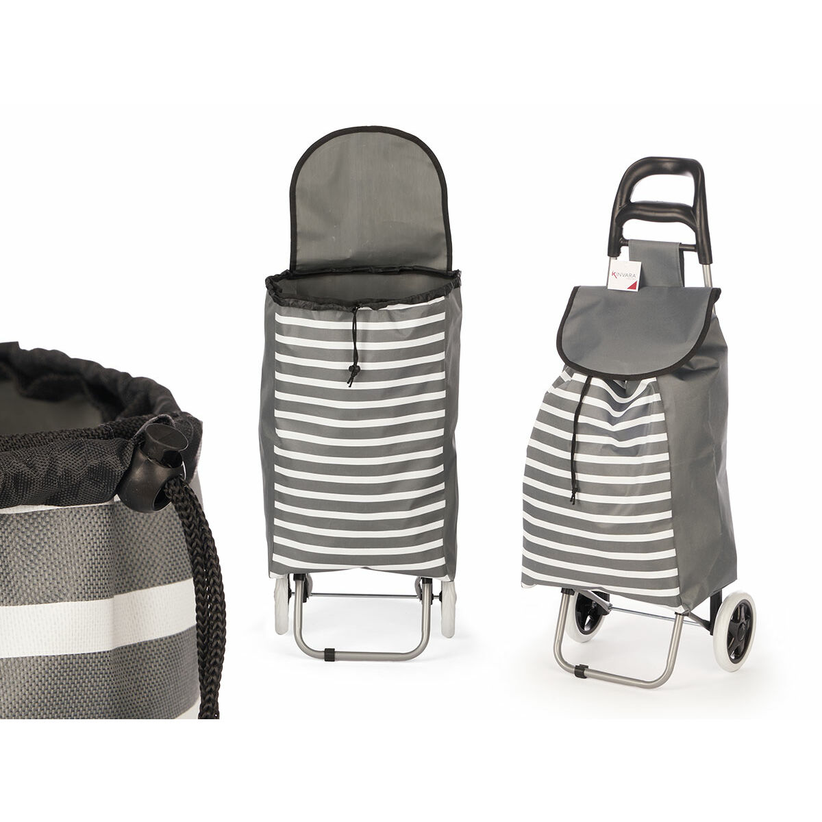 Carro de Compra Kinvara Blanco Gris 33 L 35,5 x 28 x 94 cm Rayas (6 Unidades)