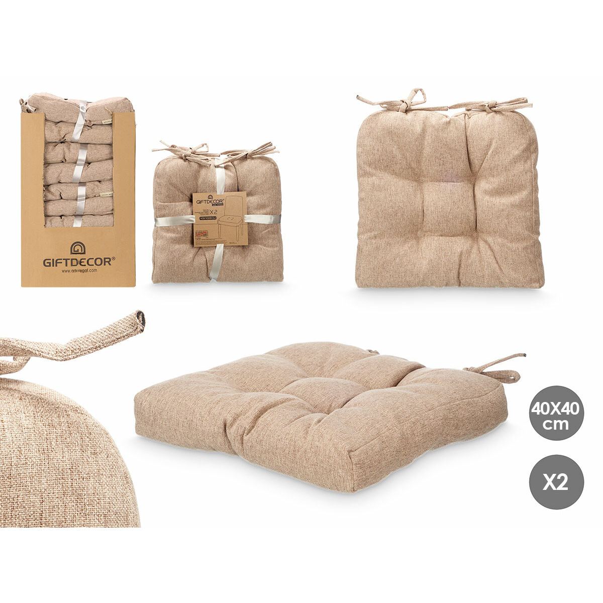 Set de cojines Gift Decor Marrón 2 Piezas (6 Unidades)