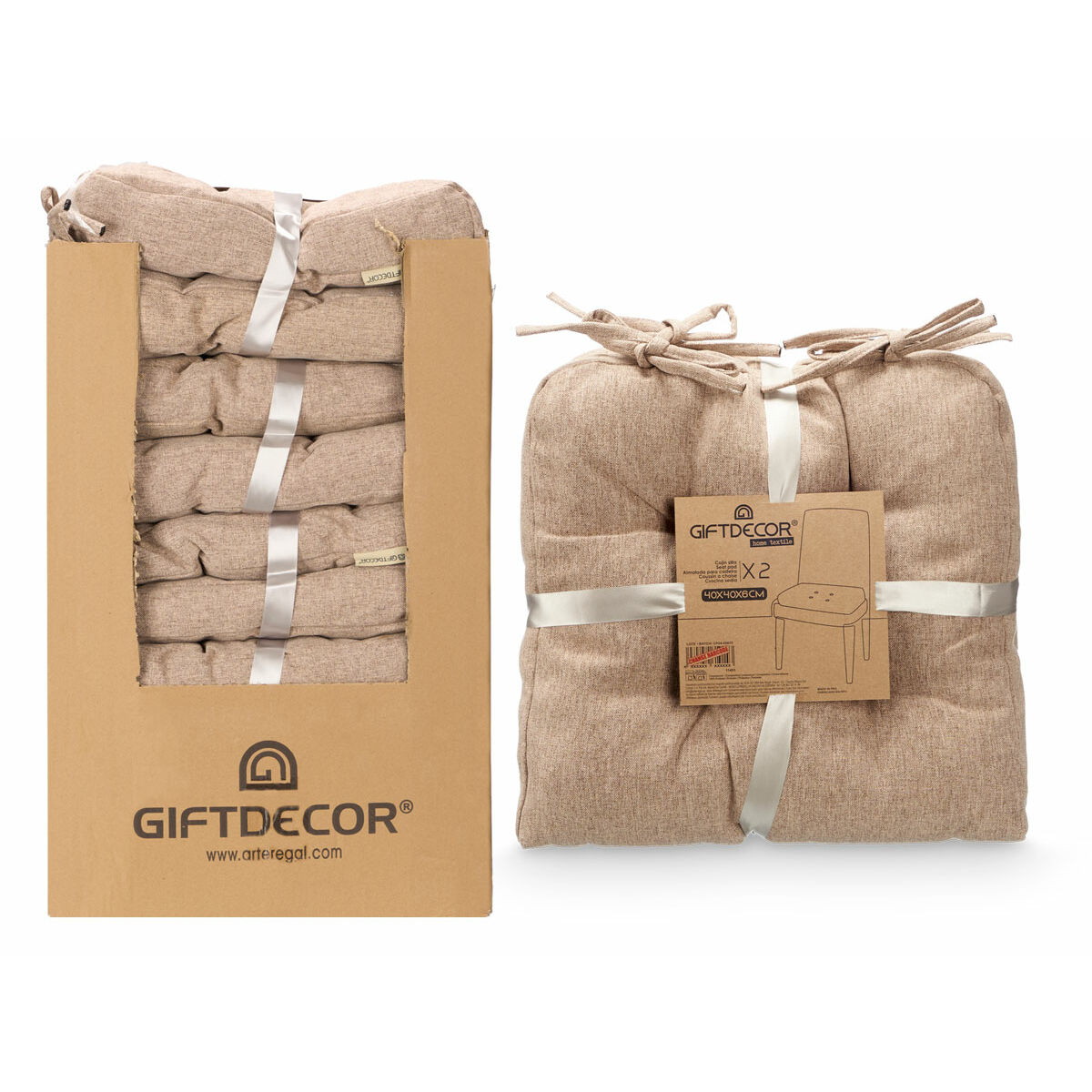 Set de cojines Gift Decor Marrón 2 Piezas (6 Unidades)