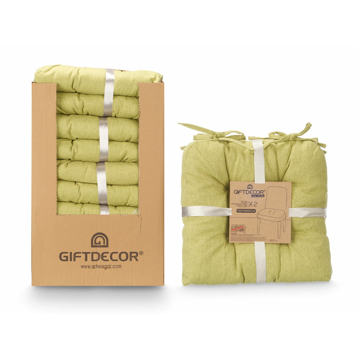 Set de cojines Gift Decor Verde 40 x 40 x 7 cm 2 Piezas (6 Unidades)