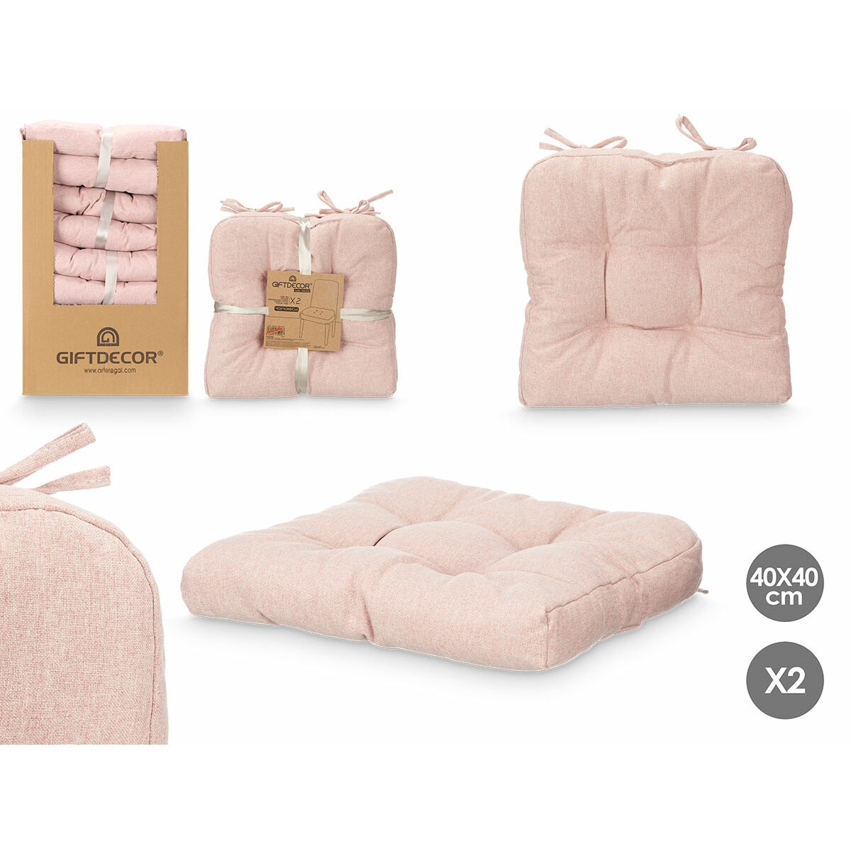 Set de cojines Gift Decor Rosa 40 x 40 x 7 cm 2 Piezas (6 Unidades)