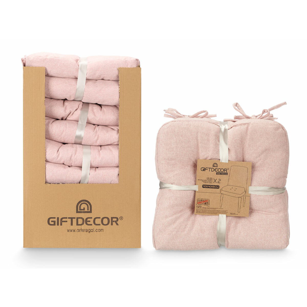 Set de cojines Gift Decor Rosa 40 x 40 x 7 cm 2 Piezas (6 Unidades)