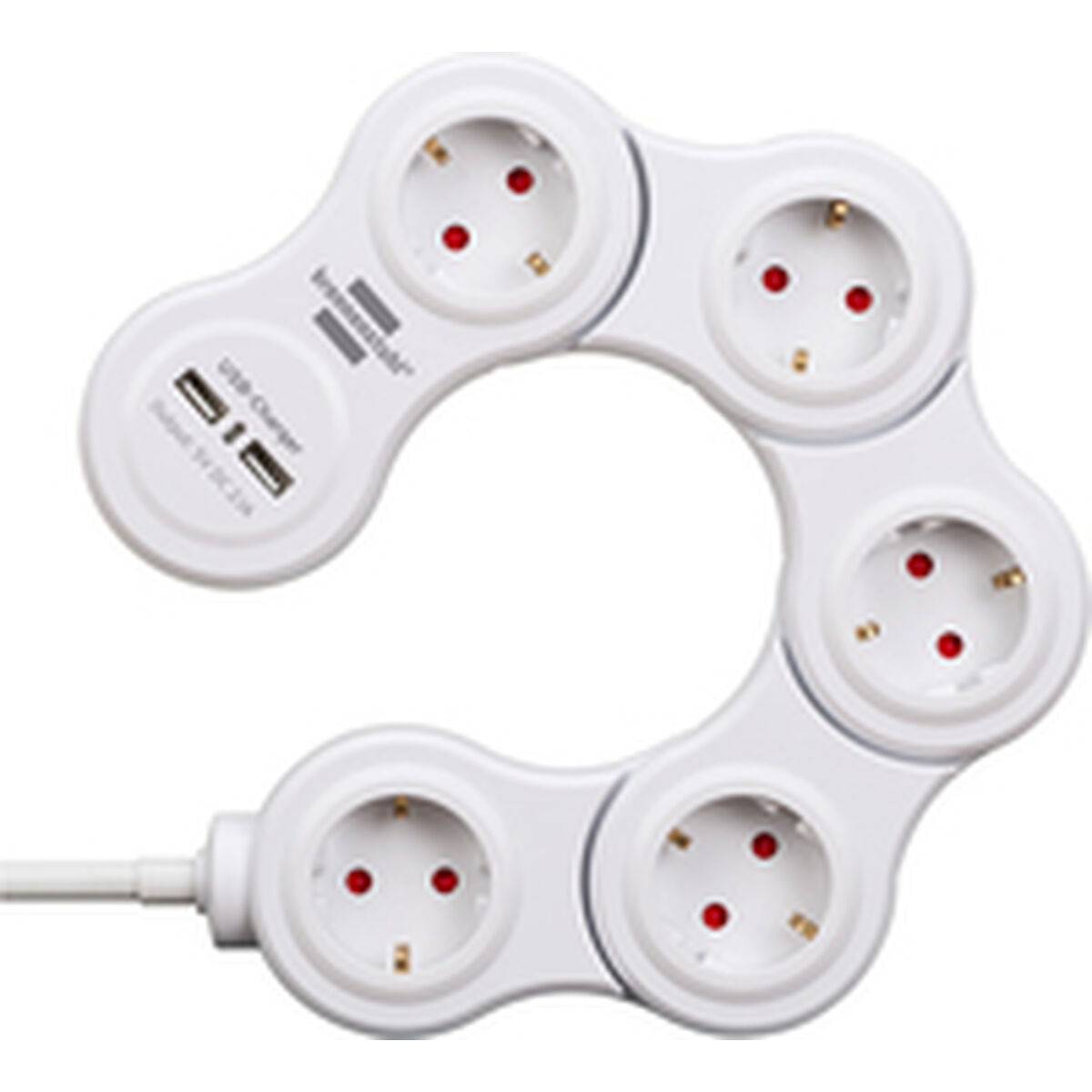 Regleta Enchufes 5 Tomas con Interruptor Brennenstuhl Vario-Power Blanco 3600 W USB x 2 (1,4 m)