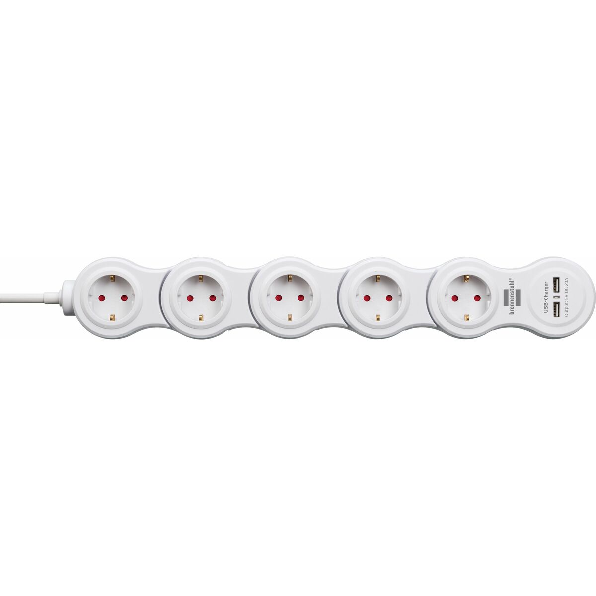 Regleta Enchufes 5 Tomas con Interruptor Brennenstuhl Vario-Power Blanco 3600 W USB x 2 (1,4 m)