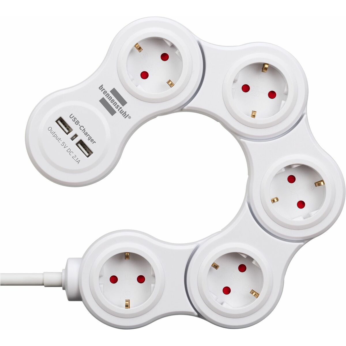 Regleta Enchufes 5 Tomas con Interruptor Brennenstuhl Vario-Power Blanco 3600 W USB x 2 (1,4 m)