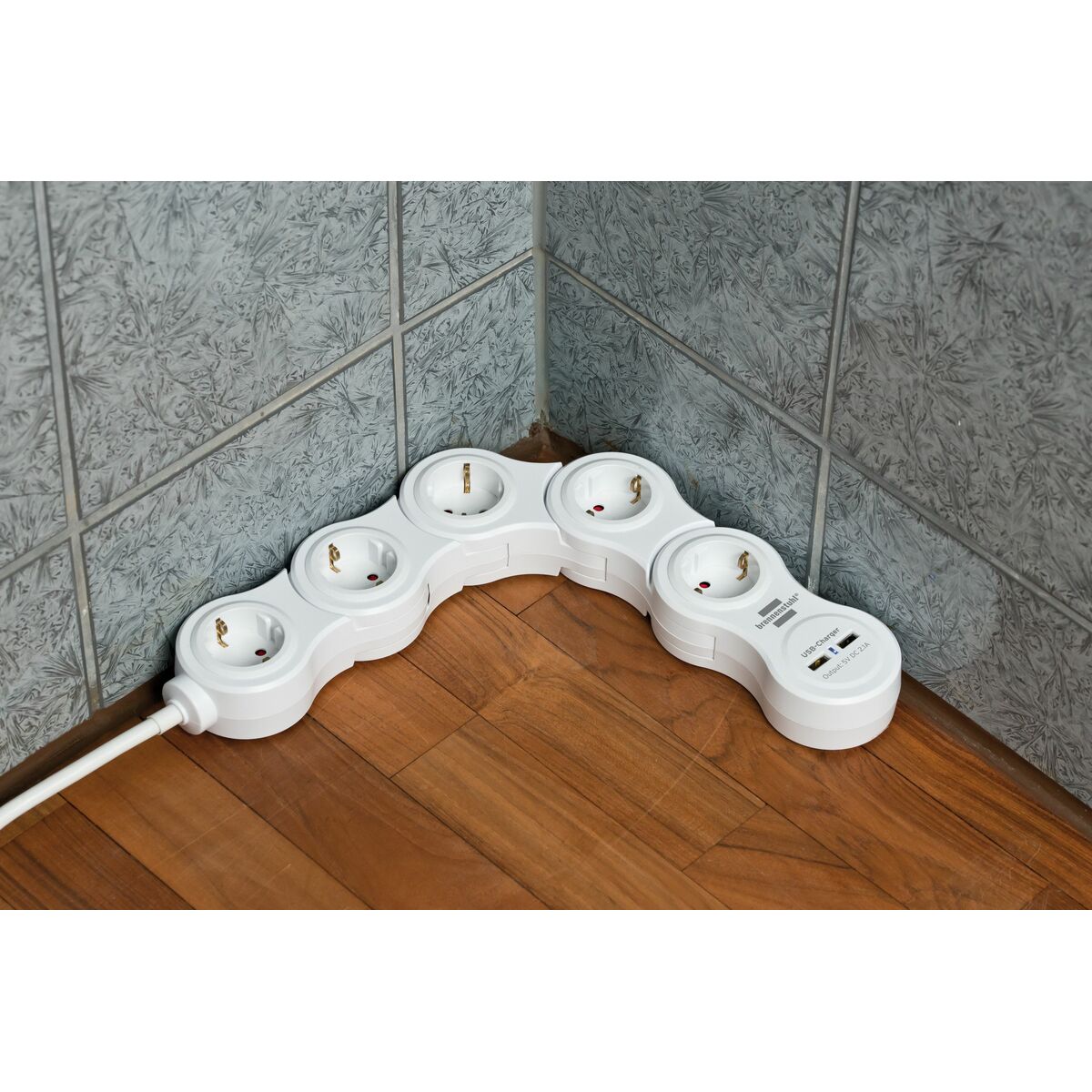 Regleta Enchufes 5 Tomas con Interruptor Brennenstuhl Vario-Power Blanco 3600 W USB x 2 (1,4 m)