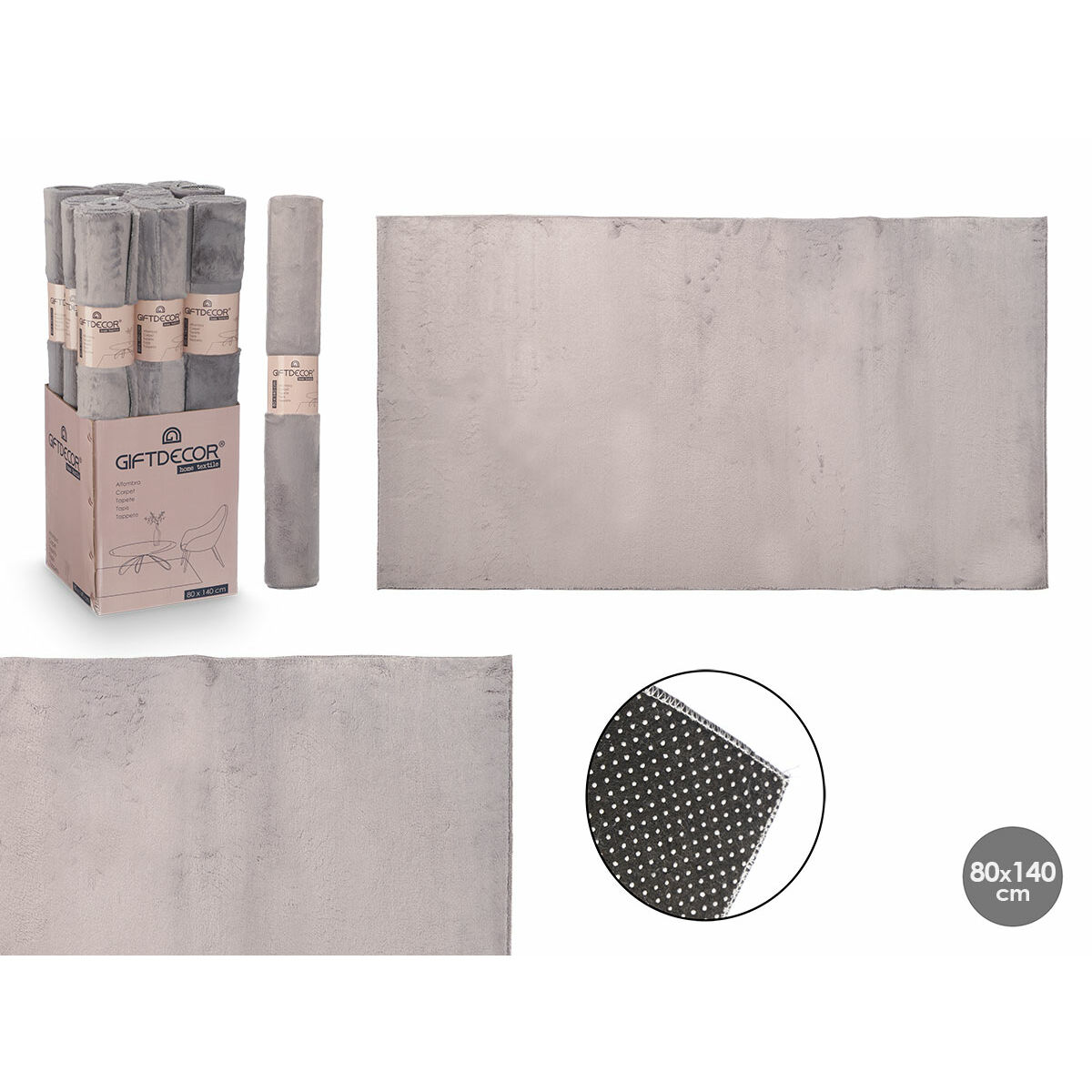 Alfombra Gift Decor Soft Gris 140 x 80 cm (9 Unidades)