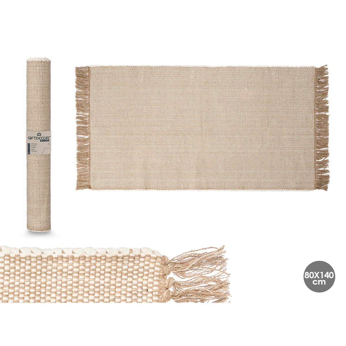 Alfombra Gift Decor Beige 140 x 80 cm (6 Unidades)