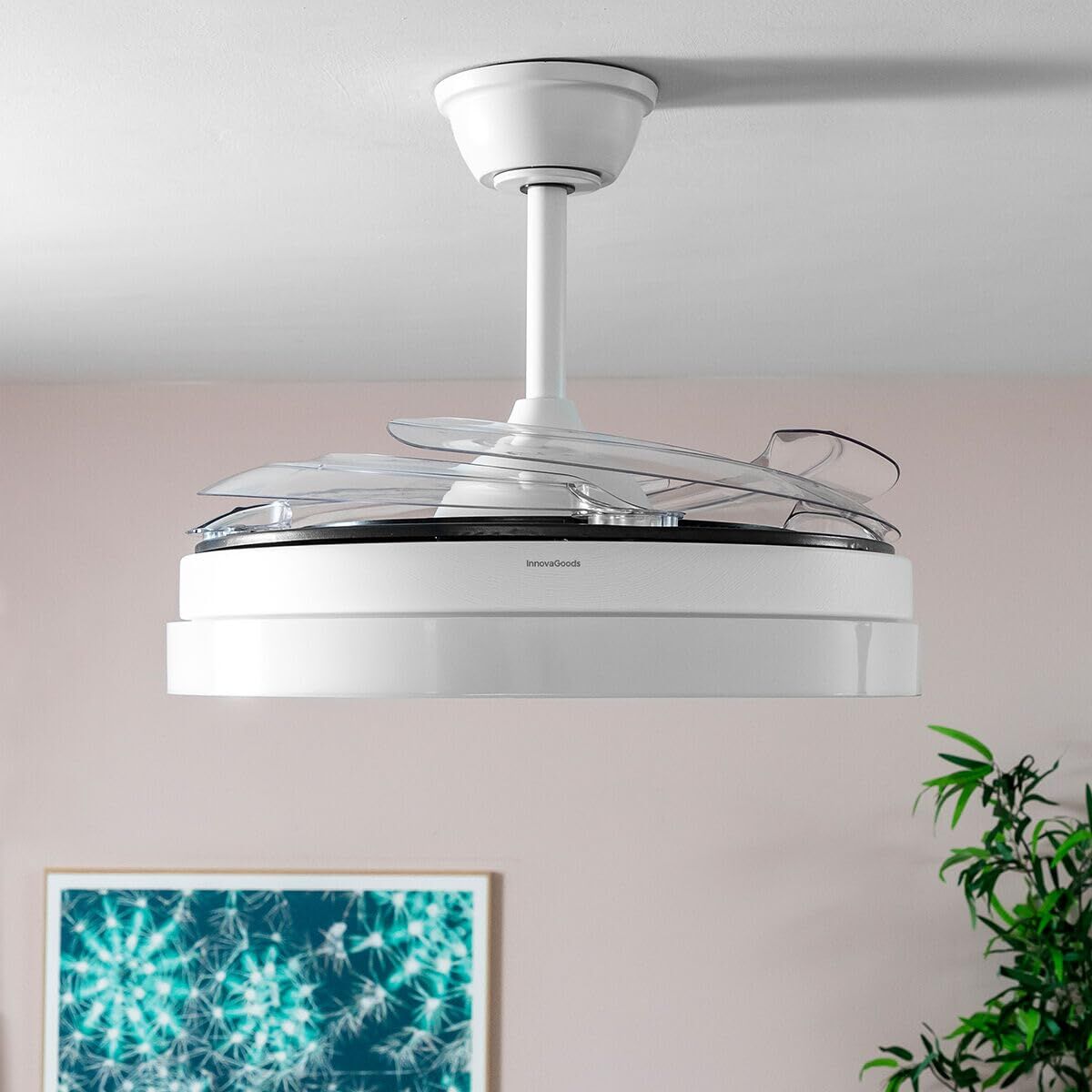 Ventilador de Techo con Luz LED y 4 Aspas Retráctiles InnovaGoods 80 W Ø49-104 cm Plateado (Reacondicionado A)