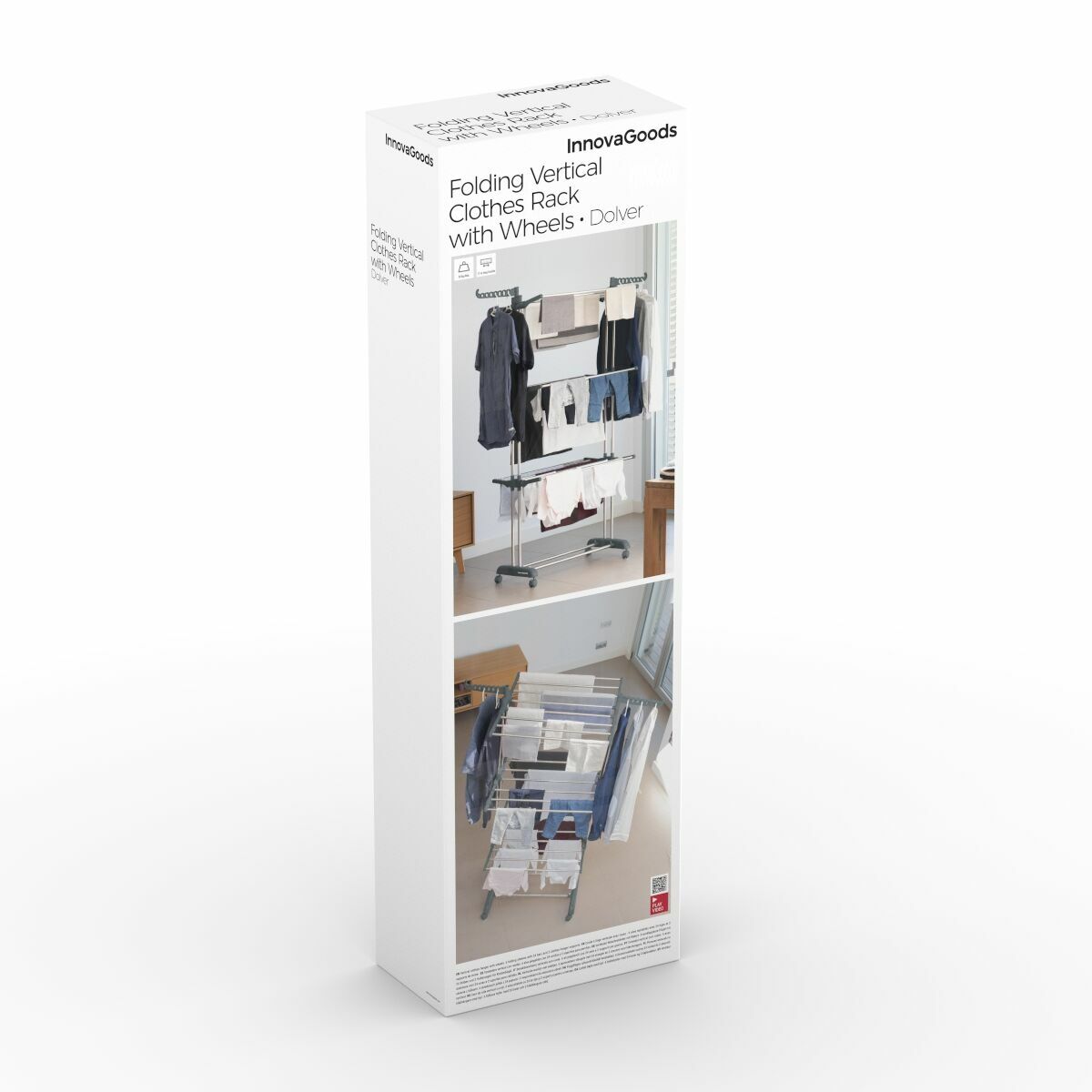 Tendedero Plegable Vertical con Ruedas InnovaGoods 24 Barras (Reacondicionado A)