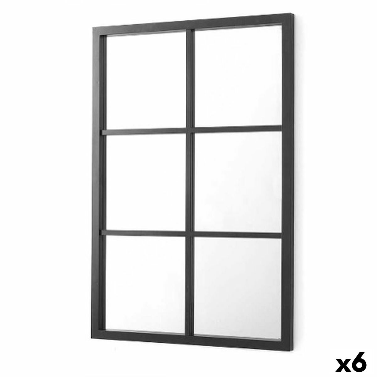 Espejo de pared Gift Decor Negro Cuadrados 70 x 47 x 2 cm (6 Unidades)