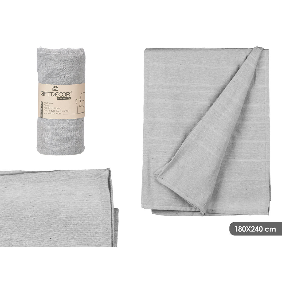 Colcha Gift Decor Gris 180 x 240 cm Rayas (9 Unidades)
