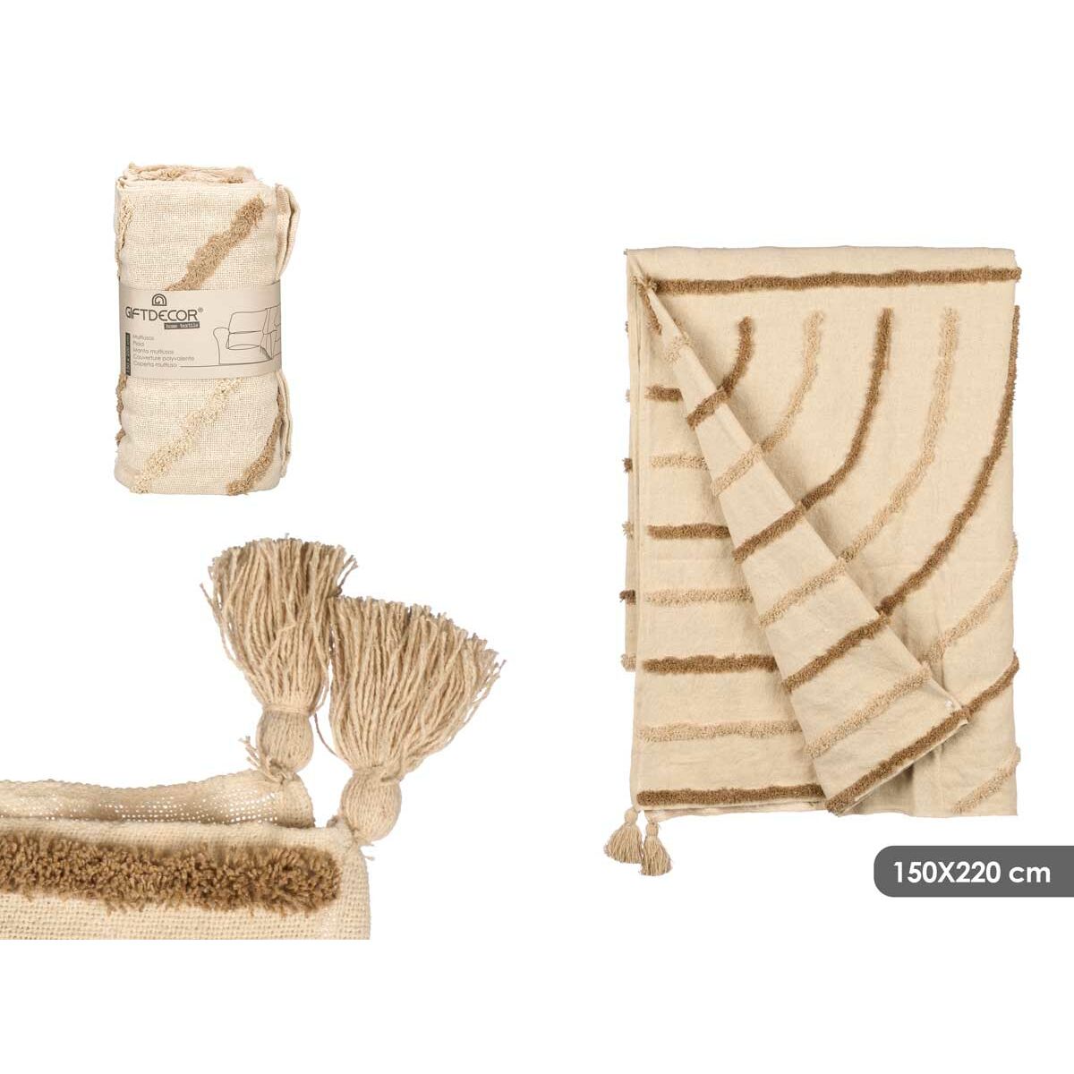 Colcha Gift Decor Marrón 220 x 150 cm Rayas (9 Unidades)