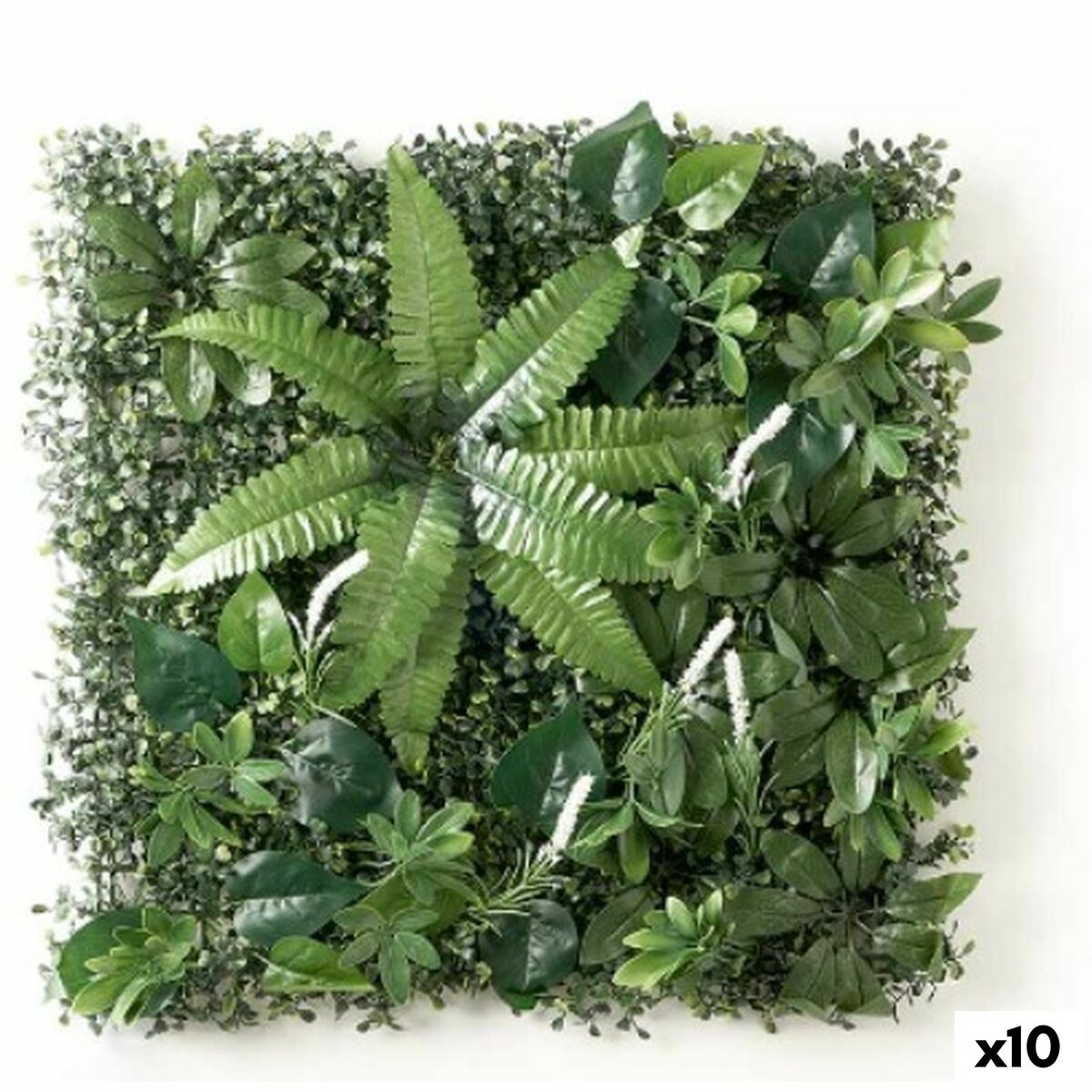 Jardín Vertical Ibergarden Blanco Verde Plástico Helecho 50 x 50 cm (10 Unidades)
