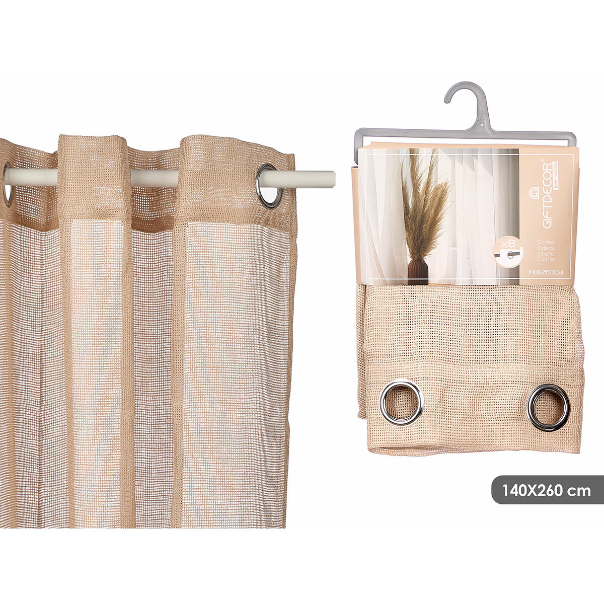 Cortina Gift Decor Marrón 140 x 260 cm (6 Unidades)
