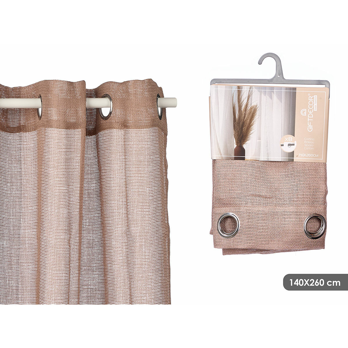 Cortina Gift Decor Marrón 140 x 260 cm (6 Unidades)