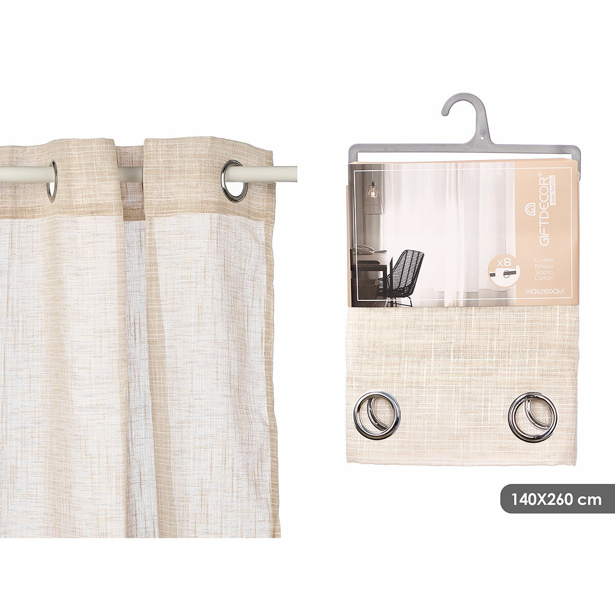 Cortina Gift Decor Marrón 140 x 260 cm Rayas (6 Unidades)