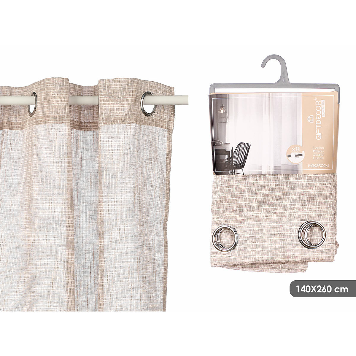 Cortina Gift Decor Marrón 140 x 260 cm Rayas (6 Unidades)