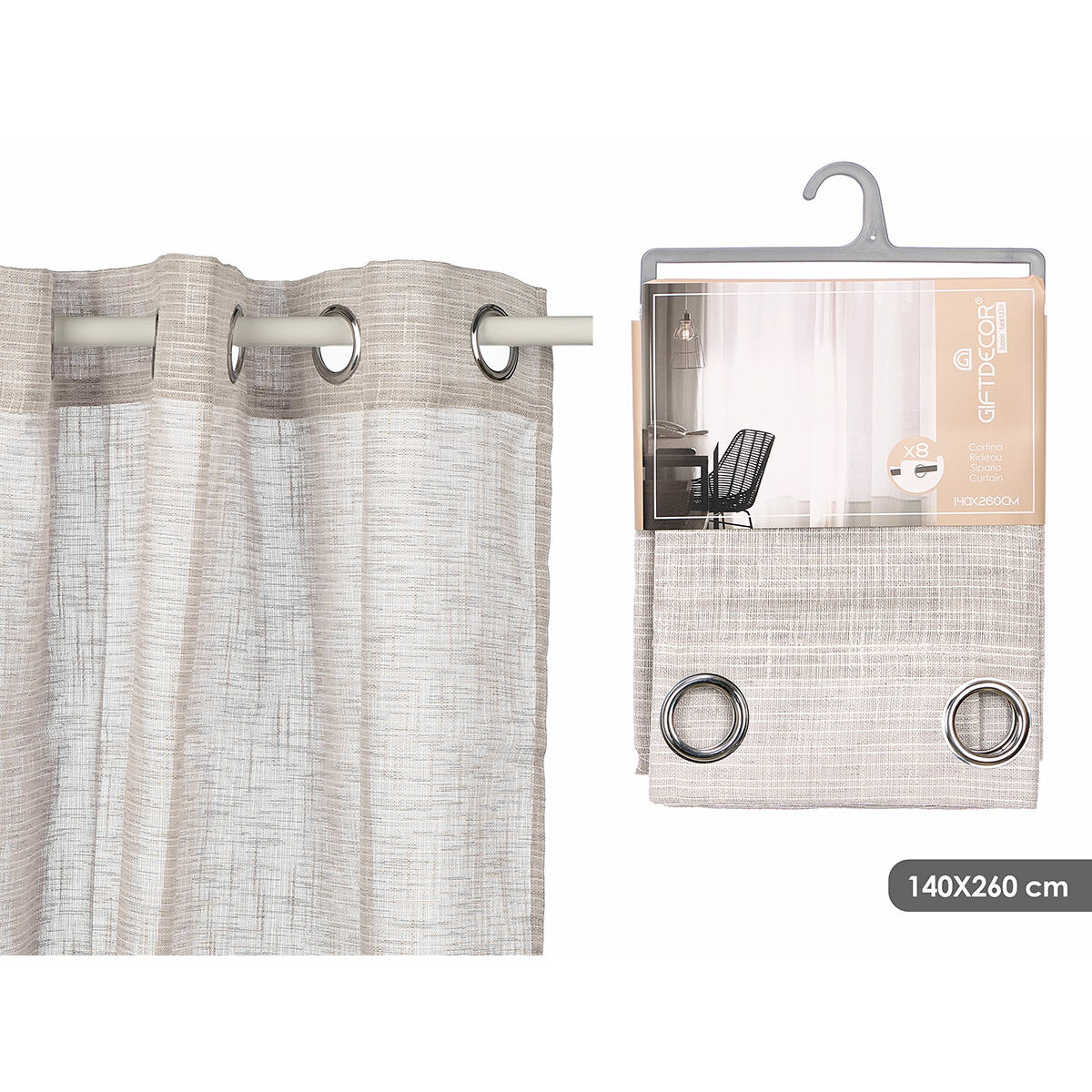 Cortina Gift Decor Gris 140 x 260 cm Rayas (6 Unidades)