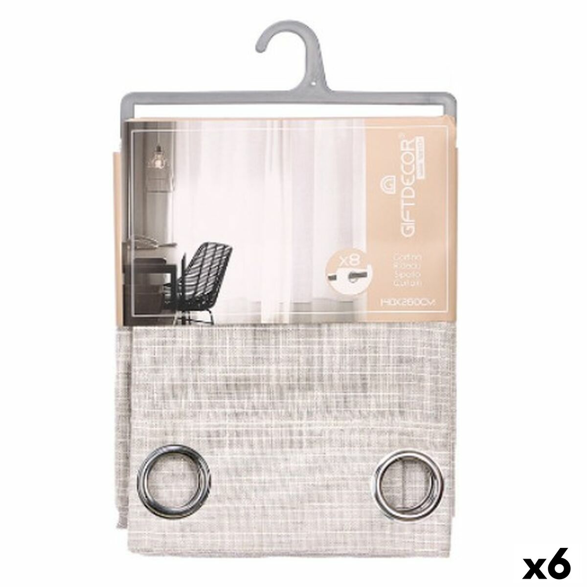 Cortina Gift Decor Gris 140 x 260 cm Rayas (6 Unidades)