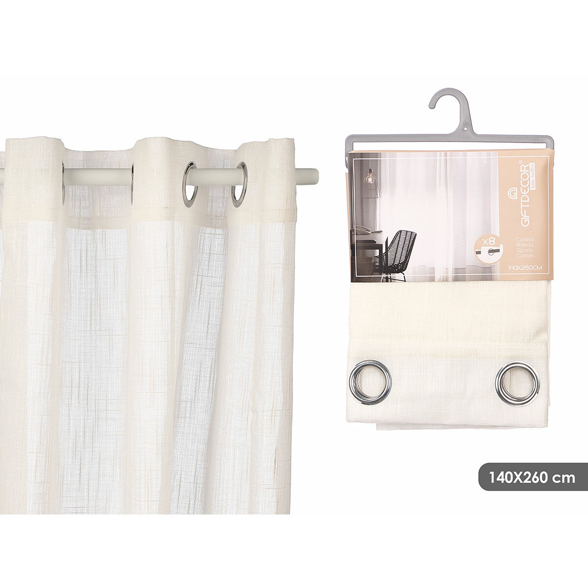 Cortina Gift Decor Blanco 140 x 260 cm Rayas (6 Unidades)