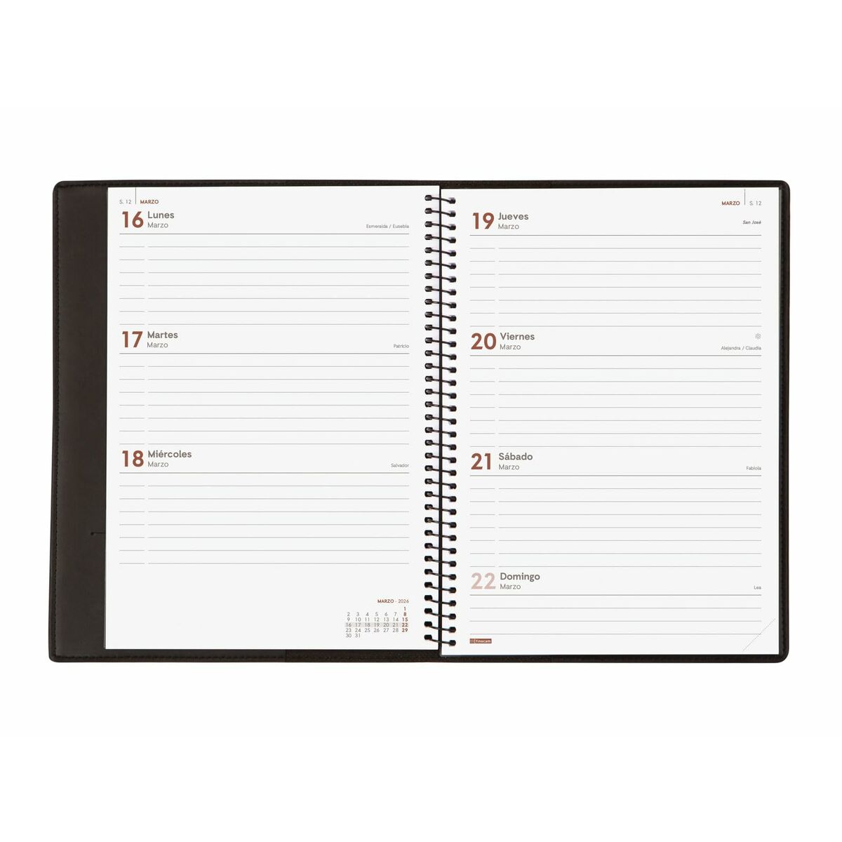 Agenda Finocam Negro A5 15,5 x 21,2 cm