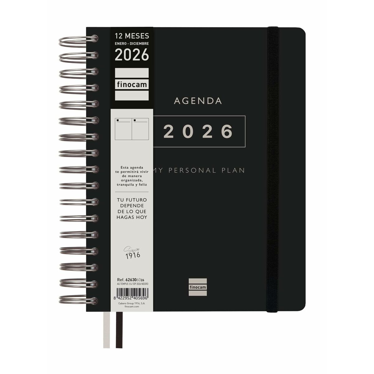 Agenda Finocam Negro Cuarto 15,5 x 21,7 cm
