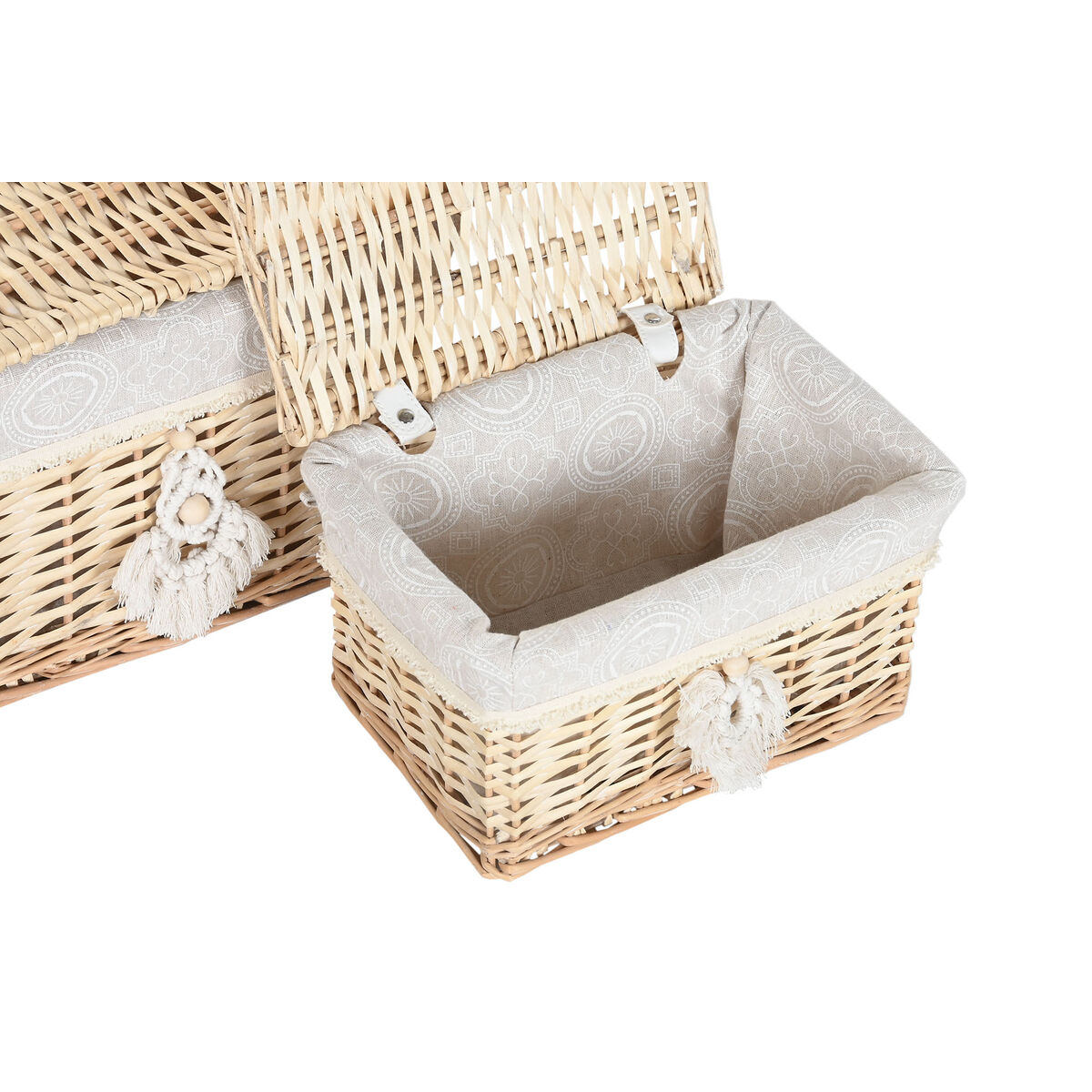 Caja Decorativa Home ESPRIT Natural Mimbre Boho (2 Piezas)