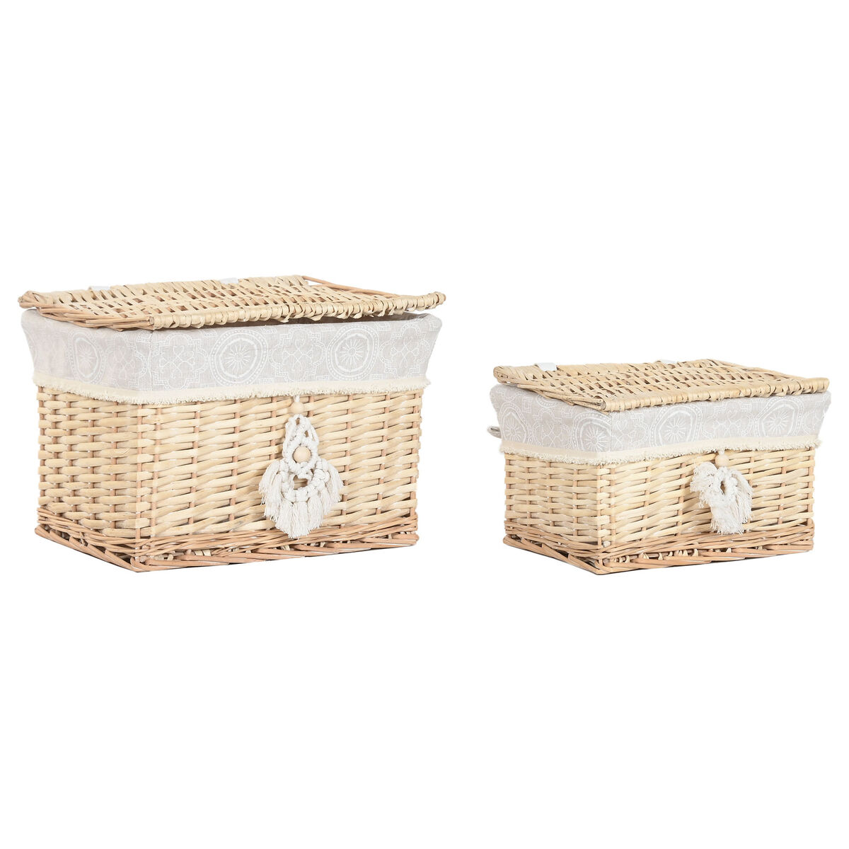 Caja Decorativa Home ESPRIT Natural Mimbre Boho (2 Piezas)
