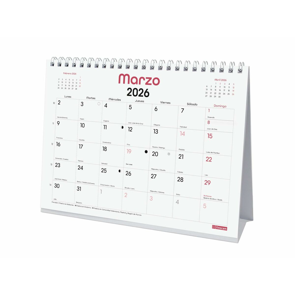Calendario de Sobremesa Finocam Multicolor Papel 21 x 15 cm