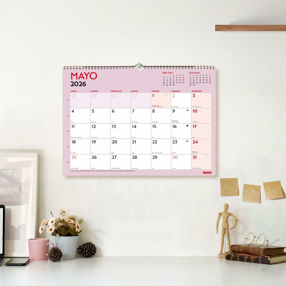 Calendario de pared Finocam Multicolor A3 Papel