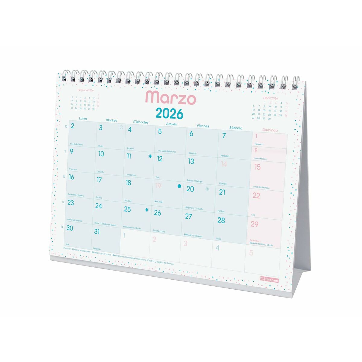 Calendario de Sobremesa Finocam Multicolor Papel 21 x 15 cm