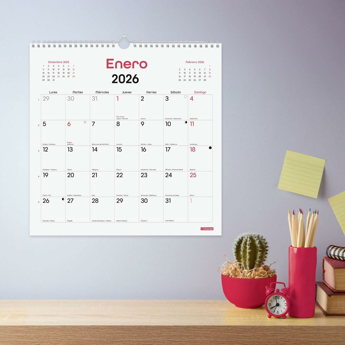 Calendario de pared Finocam Multicolor Papel 30 x 30 cm
