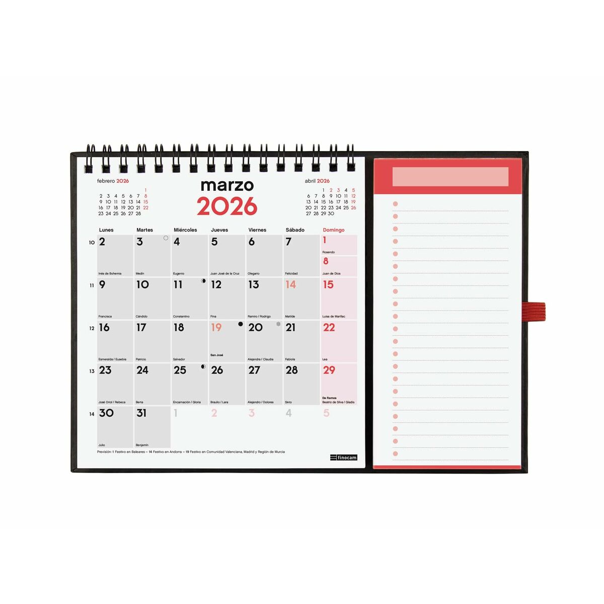 Calendario de pared Finocam Papel 14 x 15 cm