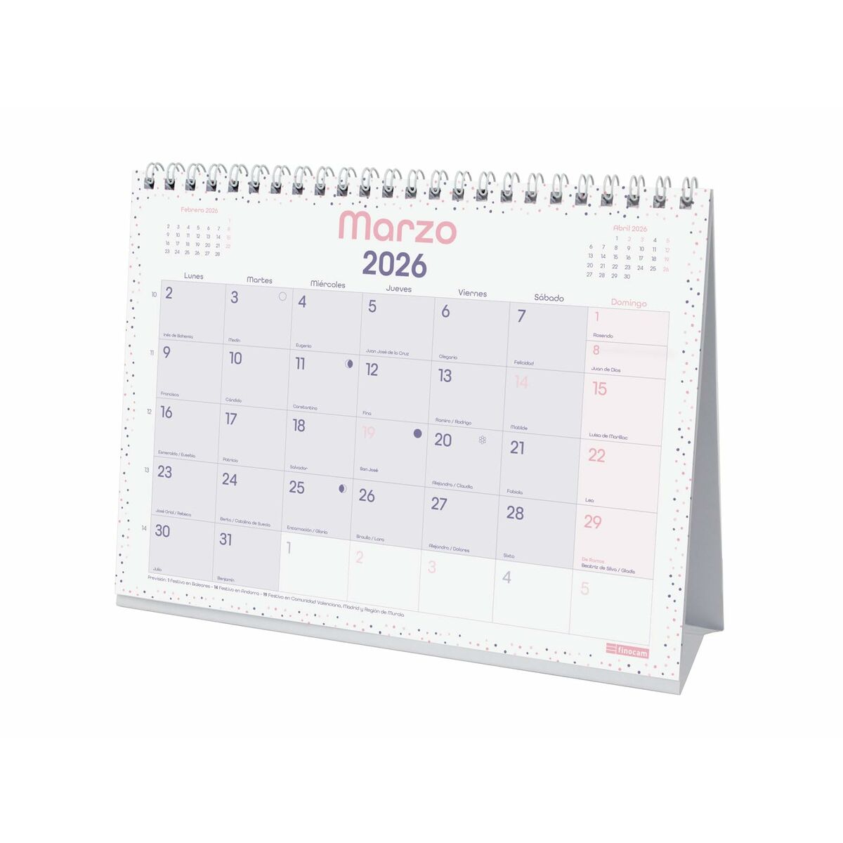 Calendario de Sobremesa Finocam Multicolor Papel 21 x 15 cm